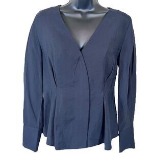 Vince Fitted Shaped Sleeve V-Neck Blouse